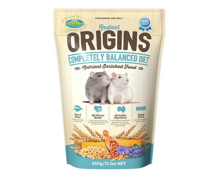 Vetafarm 350g Rodent Origins Rat & Mice Food - Compelety Balanced Diet Pellets