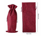 12pcs Burlap Wine Bag Reusable Wine Bottle Gift Bags Wine Red Colour