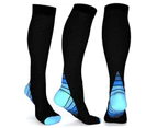 6 Pairs Athletic Compression Socks - 2x Black/Grey, 2x Black/Blue, 2x Black/Red
