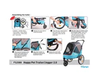 Ibiyaya Happy Pet Stroller Pram Jogger 2.0 - New and Improved w/ Bicycle Attachment - Blue