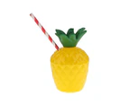 6Pcs Pineapple Cups with Lids Large Capacity Leak-proof BPA Free Drinkware Hawaiian Party Flower Straws Coconut Cups for Adults Kids - Yellow