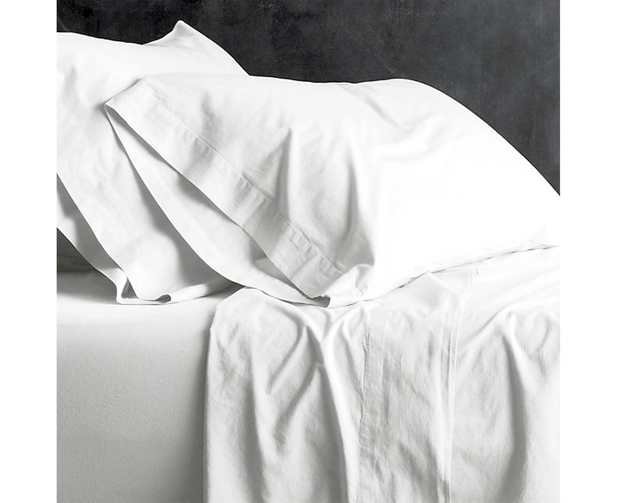 Park Avenue King Bed Sheet Set European Vintage Washed Cotton Home Bedding White