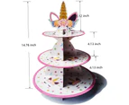 Unicorn Party Supplies, Tier Cardboard Cupcake Display Stand, Unicorn Party Decortions Ideal for Birthday Party Baby Shower
