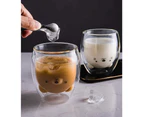 2PCS Cute Cup Double Wall Glass Mug, Glass Espresso Cup, Coffee Cup, Tea Cup (250ML)