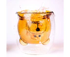 Cute Bear Tea Cup Double Wall Glass Milk Coffee Bear Mug with Handle Insulated Espresso Beer Cup (250ml)