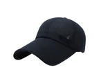 Baseball Cap Buckle Closure Sun Protection Breathable Solid Color Outdoor Hat for Women Blue