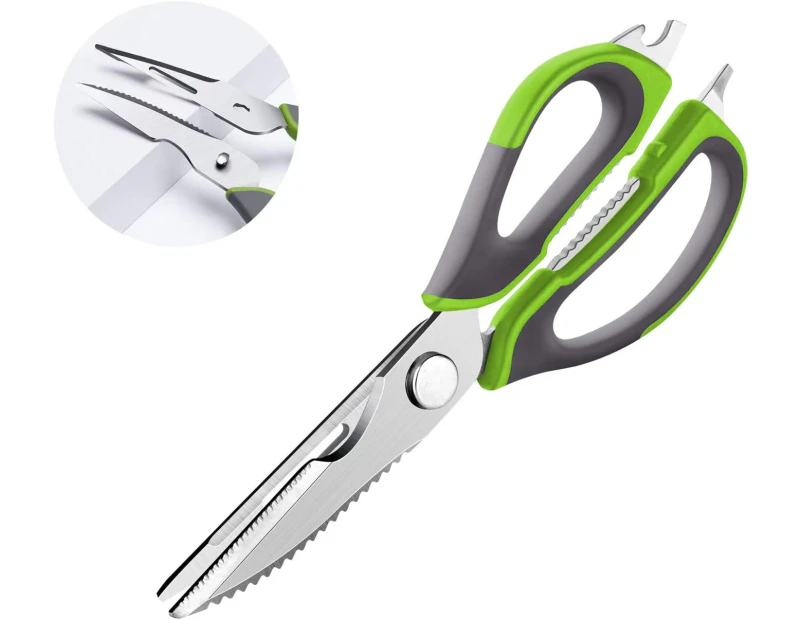 Kitchen scissors, herb scissors, multi-purpose scissors with stainless steel blades, non-slip ergonomic handles, multi-purpose scissors, scissors for meat,