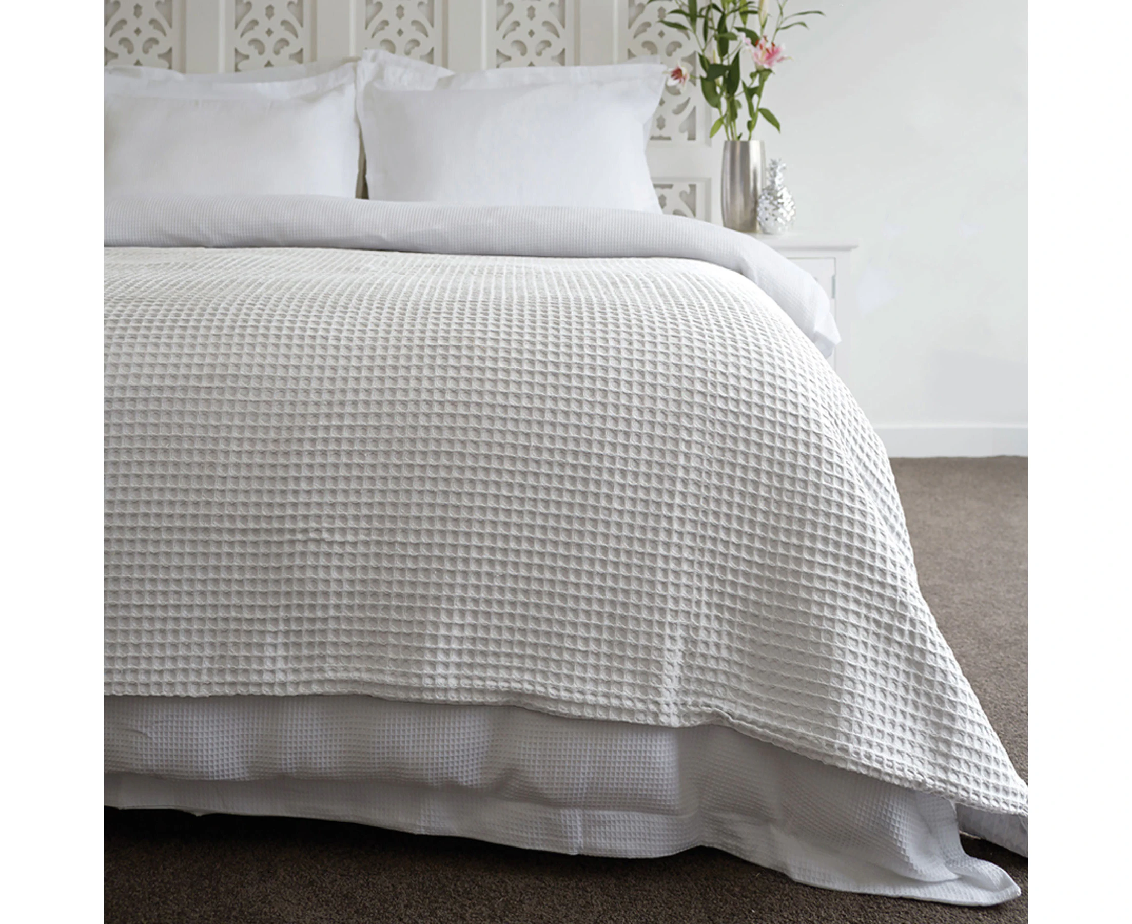 Jenny Mclean Ardent Premium Super Soft Cotton Waffle Blanket White Queen