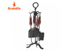 Scandia DELUXE 5 Piece Fireplace Tool Set Fire Place Shovel Brush Poker + Stand
