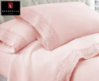 Shangri-la Crochet Lace Microfibre Sheet Set - Rose Pink