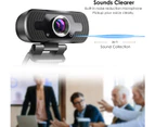 1080P Webcam with Microphone, PC Desktop Laptop USB Webcam for Video Calls, Meetings, Streaming, Recording, Skype