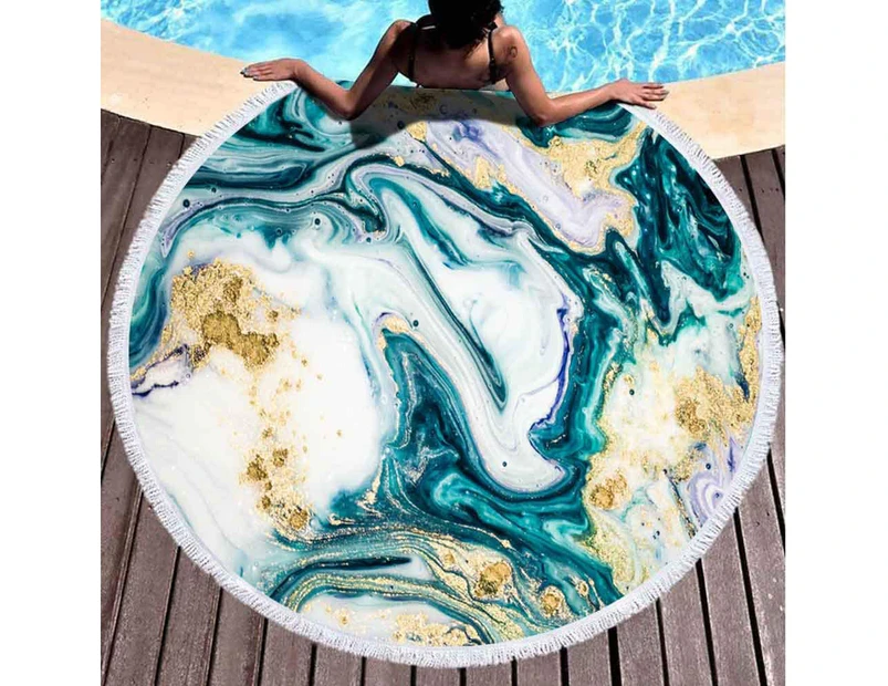 Beach Round Towel,Quick Dry Beach Towel Luxury Art in Eastern Style Marbled Paper Natural Pattern Abstract Kids Beach Towels Beach Towel - Multi 2