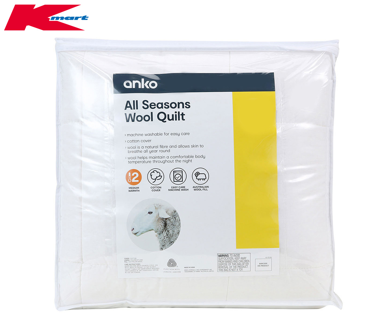 Anko by Kmart All Seasons Wool Quilt | Catch.com.au