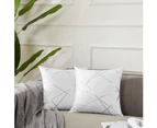 Decorative sofa pillowcase, sofa thick cushion pillowcase, square gray luxury pillow 2 sets-50x50 cm-Blanc