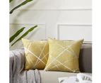 Decorative sofa pillowcase, sofa thick cushion pillowcase, square gray luxury pillow 2 sets-65x65 cm-Jaune