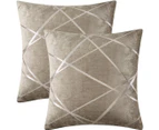 Decorative sofa pillowcase, sofa thick cushion pillowcase, square gray luxury pillow 2 sets-65x65 cm-Tawny