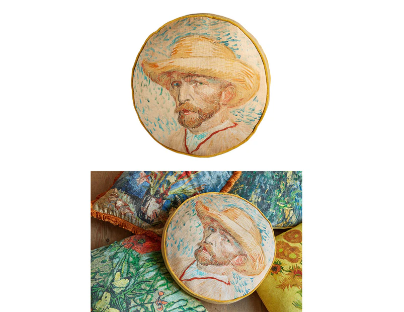 Van Gogh Self Portrait Round Cushion 40 cm Diameter by Bedding House