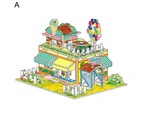 Bestjia 4Pcs/Set Puzzle Toy Fine Workmanship Concentration Capability Easy to Install Children House 3D Jigsaw Birthday Gift