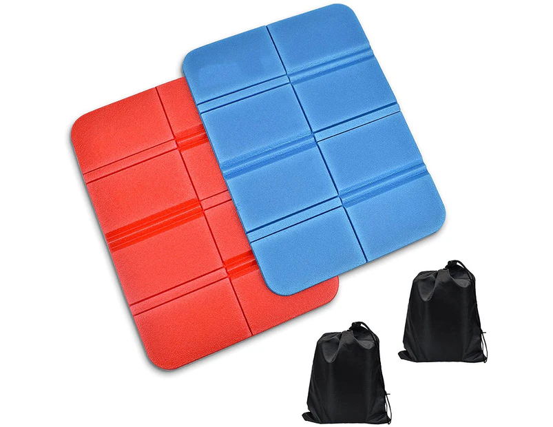 2er thermal seat cushion outdoor foldable, seat pad outdoor children seat mat, waterproof playground mat, 2 pieces, red + blue