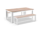 Balmoral 1.8m Teak Top Aluminium Table with 2 Bench Seats - Outdoor Aluminium Dining Settings - White