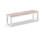 Balmoral 1.8m Teak Top Aluminium Table with 2 Bench Seats - Outdoor Aluminium Dining Settings - White