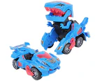 2 IN 1 Automatic Transforming Dinosaur Toy Car with LED Light and Music - Blue