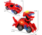 2 IN 1 Automatic Transforming Dinosaur Toy Car with LED Light and Music - Red