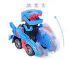 2 IN 1 Automatic Transforming Dinosaur Toy Car with LED Light and Music - Blue