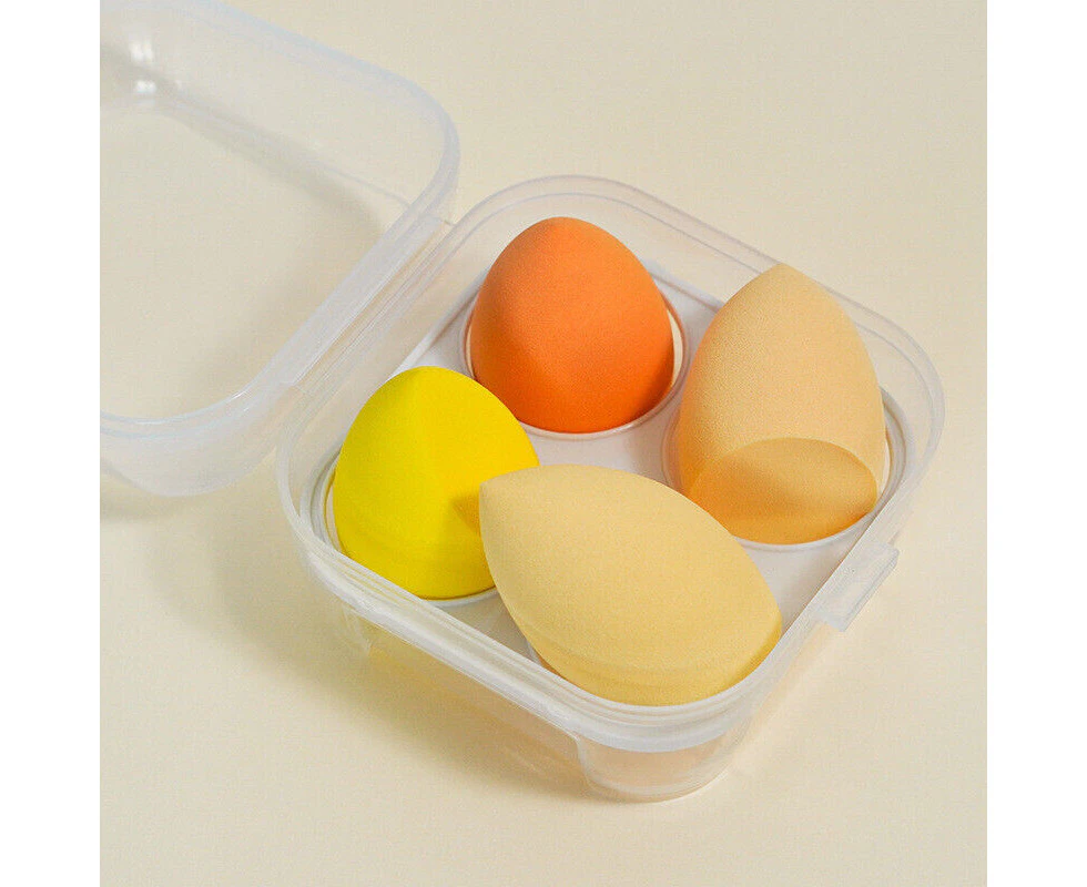 4PCS One Set Value Makeup Foundation Blender Sponge Puff Cosmetic Beauty Eggs Yellow