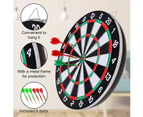 Dart Board Set,Double-Sided 15 Inch Dartboard Game with 6 Brass-Plastic Darts,Family Leisure Sport