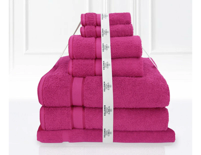 7 Piece Luxury Kingtex 100% Supreme Cotton Towel Set 100% Cotton Bath Towel Set Fuchsia
