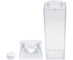 4 Pack Plastic Milk Boxes, 17Oz Clear Portable Milk Carton Square Juice Bottle