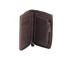 Unisex Mens Womens RFID Genuine Leather Wallet Zipper Clutch Purse Rugged Hide - Tan