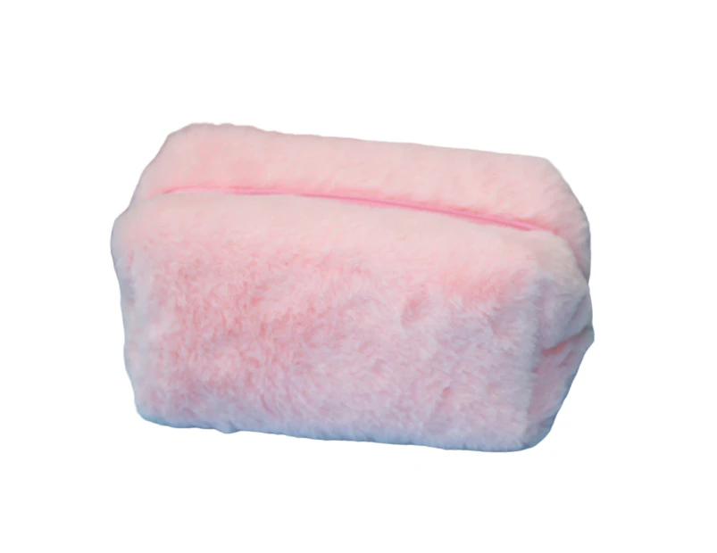 Knbhu Cosmetic Bag Plush Portable Large Capacity Reusable Bright Color Makeup Brush Bag Pen Bag for Shopping-Pink