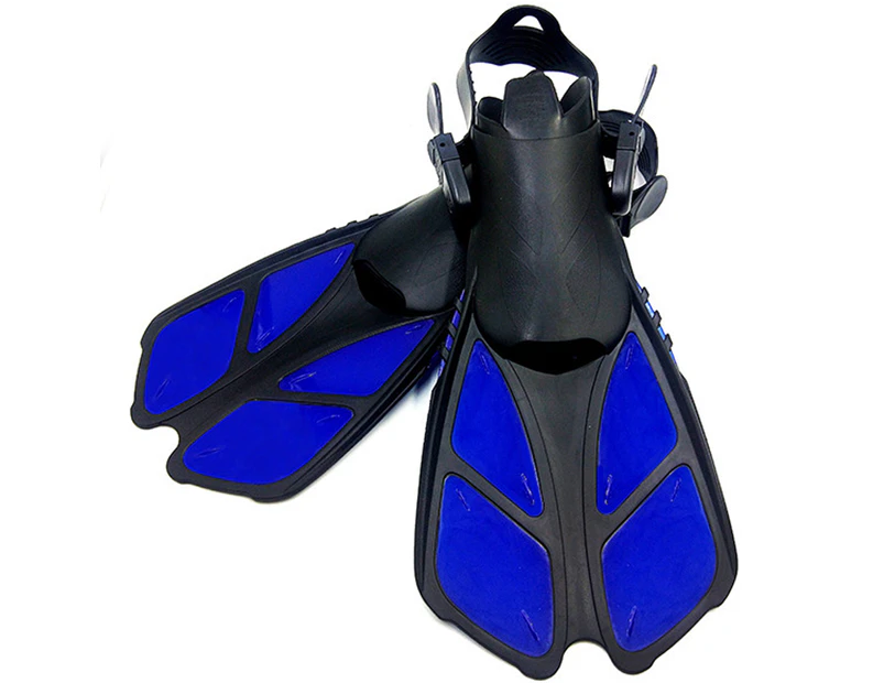 Flippers,Adult Adjustable Swimming Training Fins-Blue-Ml/Xlswim Flippers Snorkeling Gear Lap Swimming Short Scuba Diving