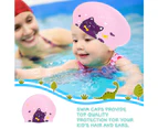 1 Pieces Swim Caps Waterproof Comfy Bathing Caps Non-Slip Cartoon Kids Swimming Hat for Long and Short Hair - Pink Cat