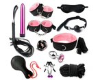 Oraway 12Pcs/Set Sexual Bondage Handcuff Whip Blindfold Adult Couple Sex Toys Tools Set - Purple