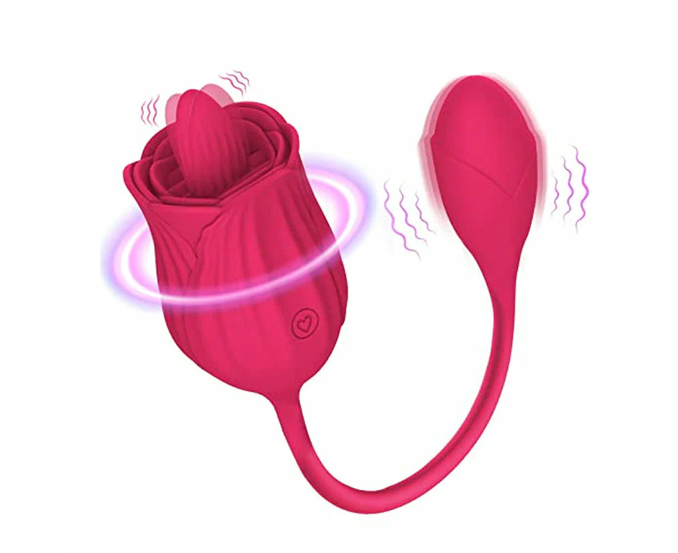 HC Rose Tongue Licking & Vibrating Bullet - Double-Ended Pleasure Vibrator