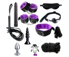 Oraway 11Pcs/Set Sexy Bondage Whip Handcuffs Anal Plug Sex Toys Kit Adult Game Tools - Purple