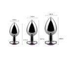 Oraway 3Pcs 3 Sizes Stainless Steel Anal Butt Plugs with Heart Rhinestone Adult Sex Toy - Purple