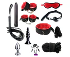Oraway 11Pcs/Set Sexy Bondage Whip Handcuffs Anal Plug Sex Toys Kit Adult Game Tools - Purple