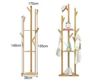 BJWD Bamboo Coat Rack Stand Floor Standing Hat Cloth Hanger Stroge Umbrella Shelf