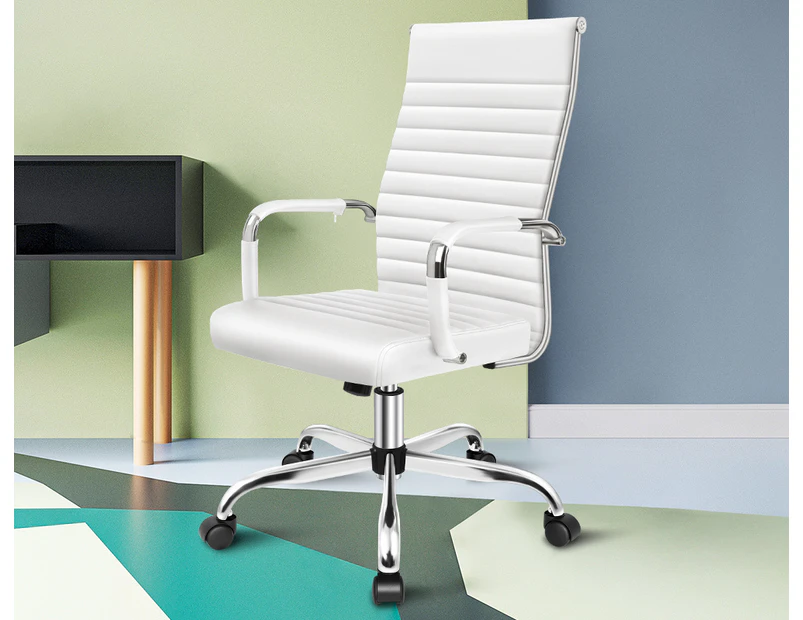 ALFORDSON Office Chair Padded Seat Ergonomic Executive Computer Study Gaming White