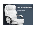 ALFORDSON Office Chair Gaming Executive Computer PU Leather Seat Recliner White