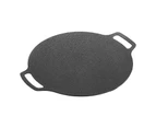 Fulllucky Outdoor Grilled BBQ Pan Reusable Convenient Rustproof with Handle Multipurpose Round Shape Non-stick Even Heat Conduction Out-Black