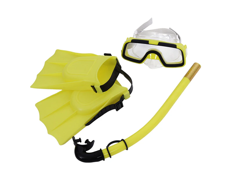 Fulllucky 1 Set Snorkeling Goggles Good Toughness Safe Breathing Waterproof Kids Wide Vision Swimming Eyewear Snorkel Swim Fins for Und-Yellow-S