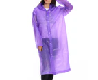 Outdoor Raincoat Elastic Transparent EVA Rain Poncho With Button for Camping Purple