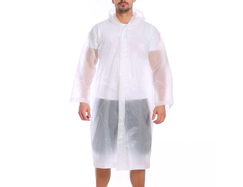 Outdoor Raincoat Elastic Transparent EVA Rain Poncho With Button for Camping White