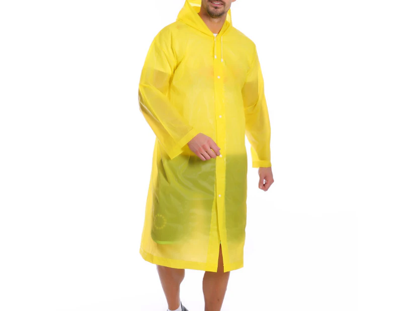 Outdoor Raincoat Elastic Transparent EVA Rain Poncho With Button for Camping Yellow
