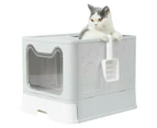Self-Cleaning Hooded Cat Litter Box Enclosed Large Kitty Toilet Box Tray Refills